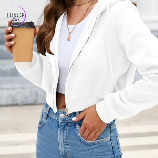 Buzo Blanco Crop con Capucha-0017