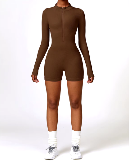 Enterizo corto Acanalado De Manga Larga-0012