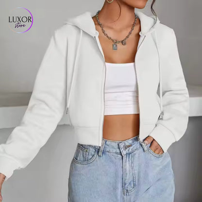 Buzo Blanco Crop con Capucha-0017