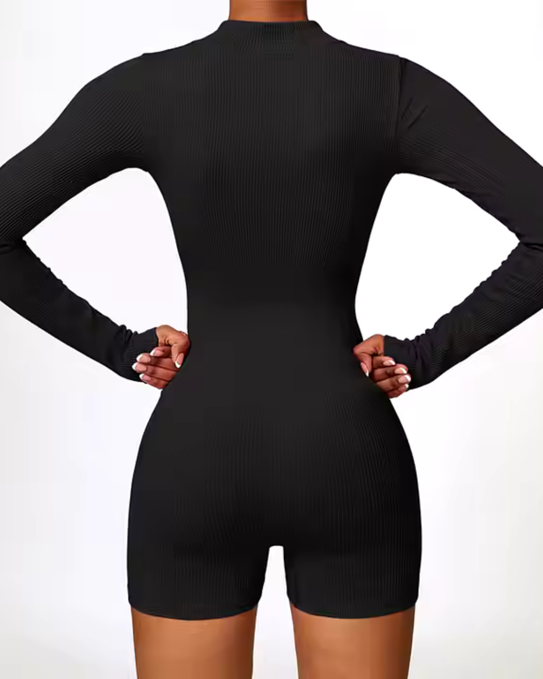 Enterizo corto Acanalado De Manga Larga-0012