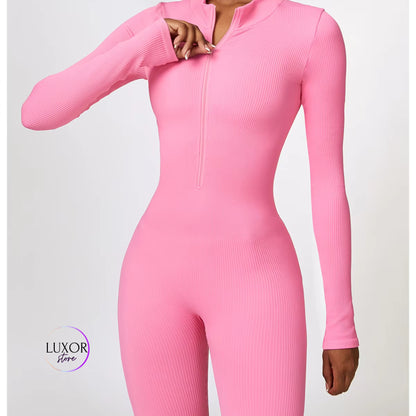 Enterizo Largo Acanalado De Manga Larga-0013